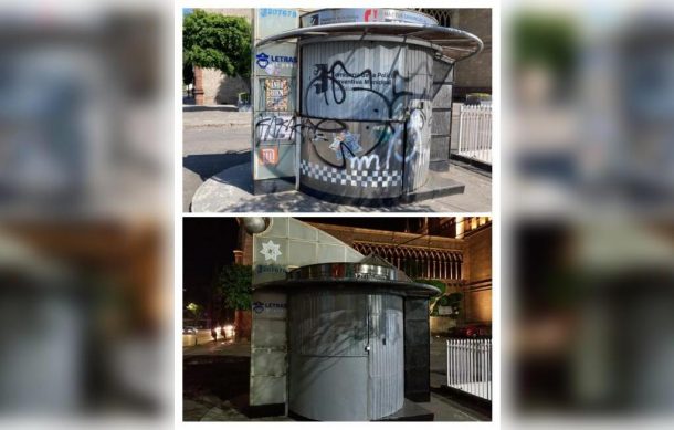 Reparan kiosco de la Policía de Guadalajara que fue vandalizado