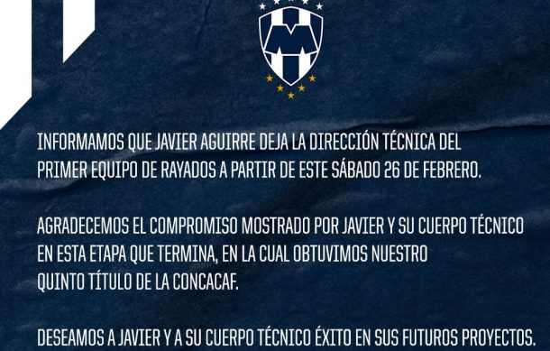 Rayados despide al técnico Javier Aguirre