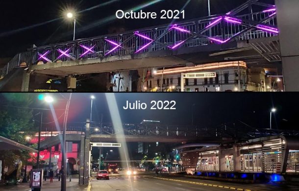 Timan a Guadalajara con iluminación de puente peatonal