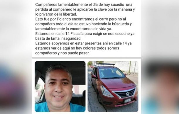 Exigen se esclarezca asesinato de chofer de plataforma