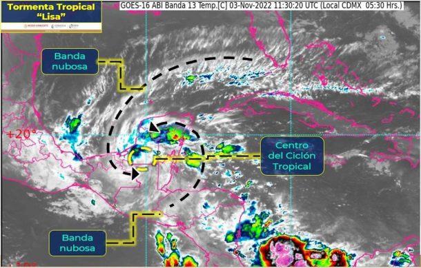 “Lisa” se degrada a tormenta tropical sobre Campeche