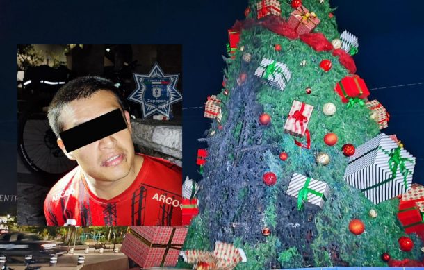 Detienen a hombre que prendió fuego pino navideño en Zapopan