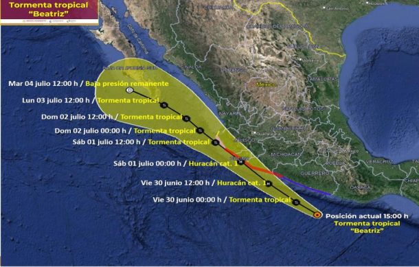 Se forma la tormenta tropical “Beatriz”; tocará tierra en Jalisco y Colima como huracán