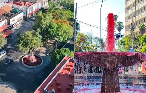 Pintan de rojo el agua de las fuentes de Chapultepec