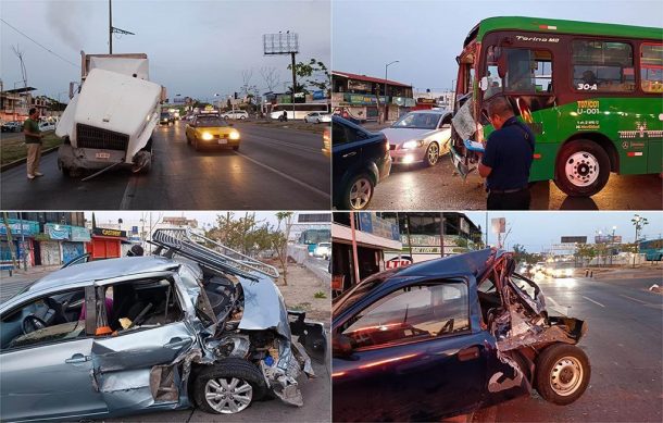 Tráiler impacta varios vehículos en Periférico y avenida Tabachines