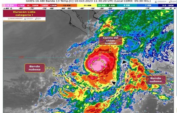 “Lidia” se convierte en huracán categoría uno cerca de Jalisco