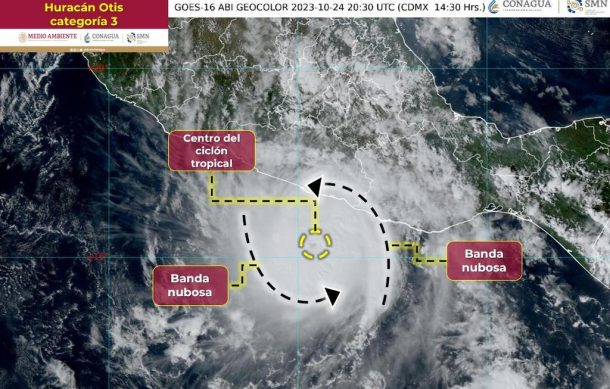 “Otis” se intensifica a huracán categoría tres muy cerca de Guerrero