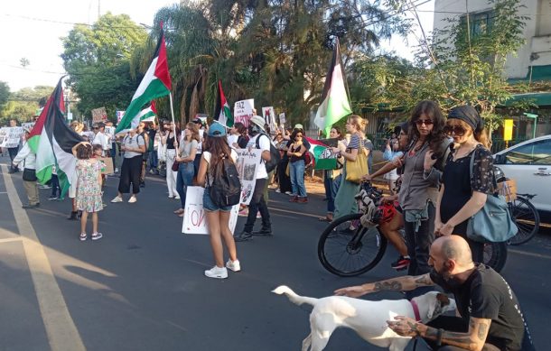 Realizan protesta en favor de Palestina en la zona de avenida Chapultepec