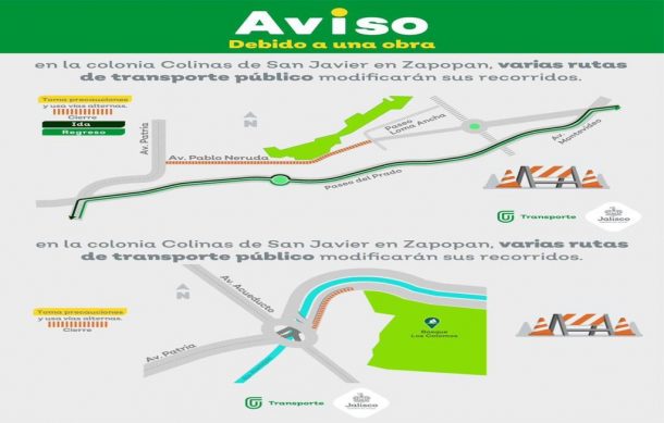 Anticipan desvíos del transporte público por cierres viales en Colinas de San Javier