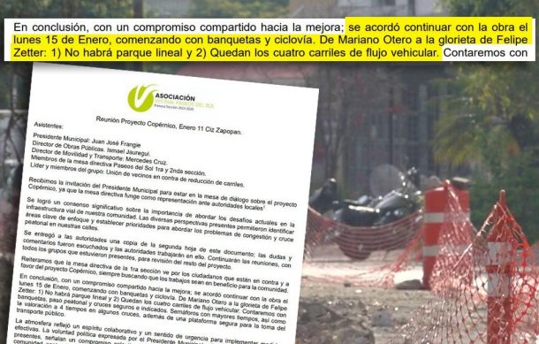 Pactan reanudar parte de las obras en Copérnico