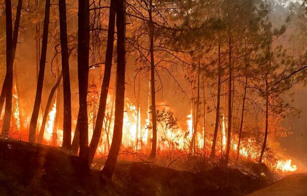 Reportan fuerte incendio forestal en Mazamitla