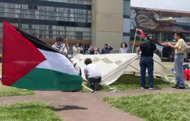 Estudiantes de UNAM instalan plantón en apoyo a Palestina