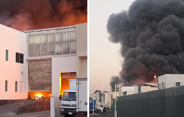 Se registra fuerte incendio en nave industrial de la colonia Las Juntas