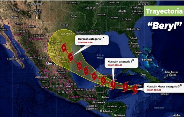 “Beryl” baja su intensidad en su camino a México