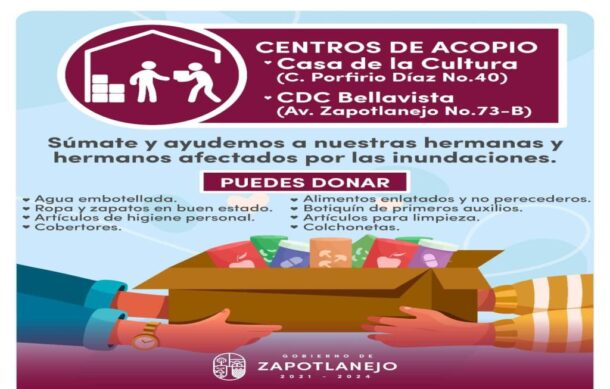 Abren centros de acopio para damnificados en Zapotlanejo