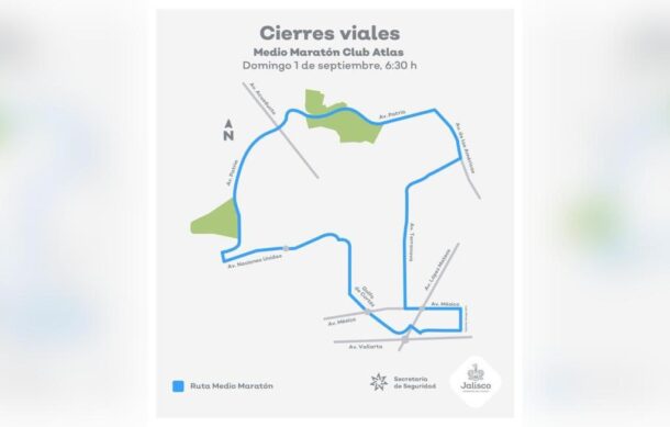 Alistan cierres viales este domingo por Medio Maratón del Atlas