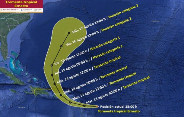 Se forma la tormenta tropical “Ernesto” en el Atlántico