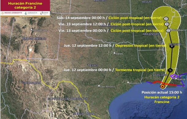 “Francine” se intensificó a categoría dos cerca de Louisiana