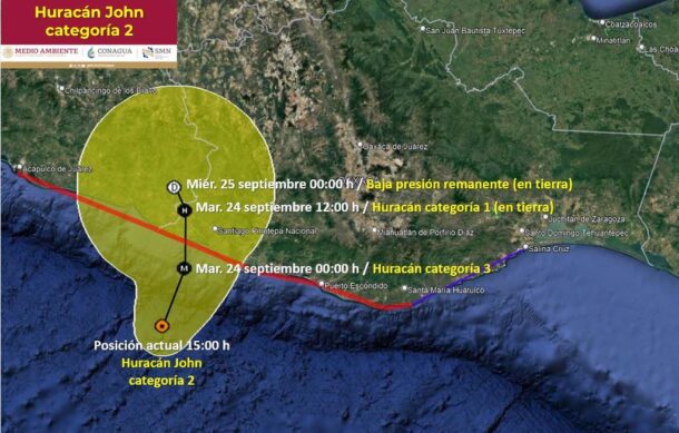 “John” se intensifica a huracán categoría dos