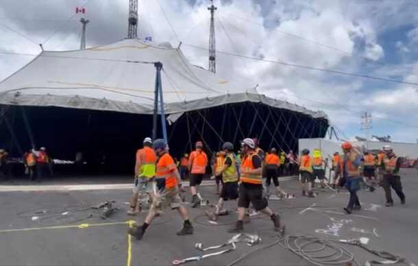 Levantan la gran carpa de Cirque du Soleil