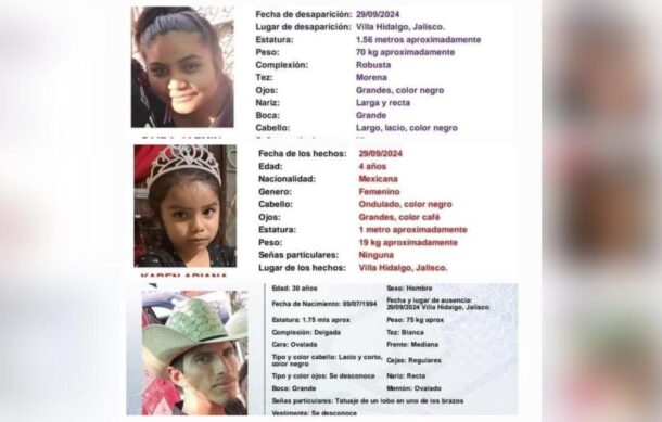 Buscan en Jalisco a familia de Aguascalientes desaparecida