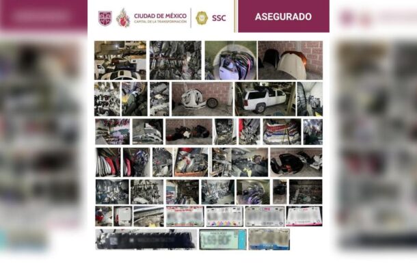 Decomisan 130 toneladas de autopartes robadas en CDMX