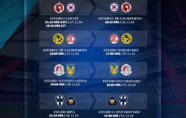 Anuncia la Liga MX los horarios para la primera fase de la liguilla