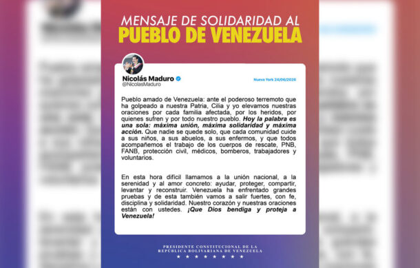 Maduro llama a la unidad tras terremotos en Venezuela